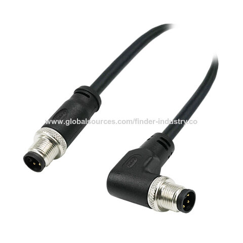 Conector de cable moldeado impermeable M12 con código K, 5 polos, macho recto a macho en ángulo recto, ideal para la industria de automatización industrial. for sale at factory direct price