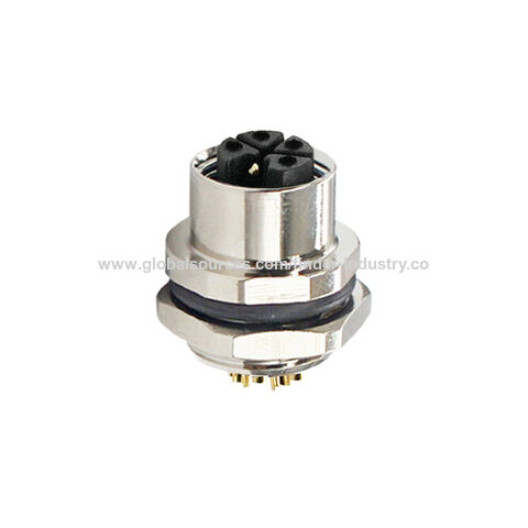 Conector M12 de montaje en panel trasero recto hembra, adecuado para sensores de robots de soldadura, 4 pines, 5 pines, código L for sale at factory direct price