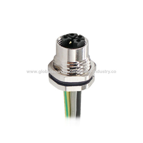Conector hembra recto para montaje en panel frontal, rosca PG9 o M16, instrumentos médicos, código L, M12, 4 pines, 5 pines for sale at factory direct price