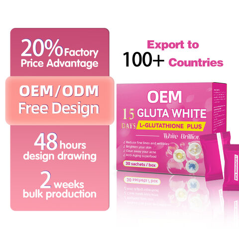 OEM 15 Days Gluta White Dietary Fiber Supplement Skin Brightening and Whitening Plus Gluta White Tablets for sale at factory direct price
