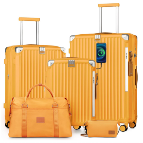 Juego de 5 Maletas, Maleta Expandible con Portavasos Inteligente y Puerto USB, Maleta Rígida de 20 Pulgadas para Documentos con Cerradura TSA, Equipaje con Ruedas for sale at factory direct price