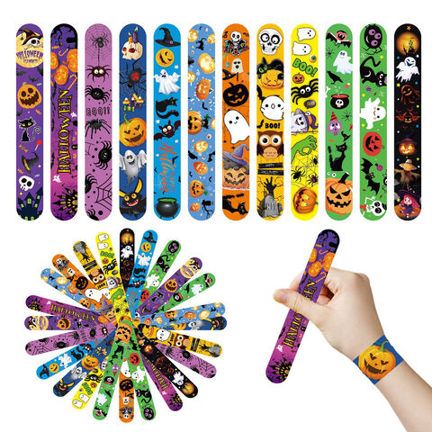 Gelang Hantu Horor Halloween Anak-anak dengan Cincin Jepret Lingkaran Tepuk PVC untuk Peralatan Servis