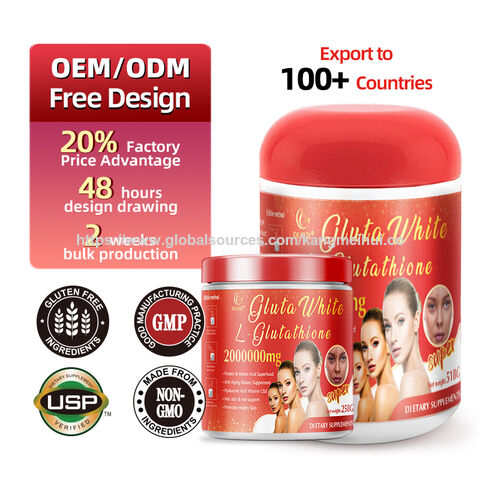 High Quality 2000000mg L-Glutathione Skin Whitening Powder Supplements for Whitening Wholesale Support for sale at factory direct price