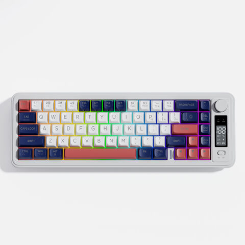 Kompakte 67-Tasten-Gaming-Tastatur mit RGB-Hintergrundbeleuchtung, Membran-Tastatur und Tri-Mode (USB-Kabel/BT/2.4G) mit TFT-Display für PC