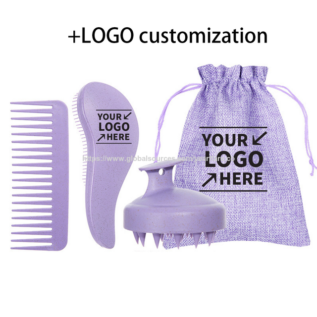 Juego de cuatro piezas de peine de paja de trigo para peinar el cabello, cepillo para el cabello y peine para masaje del cuero cabelludo for sale at factory direct price