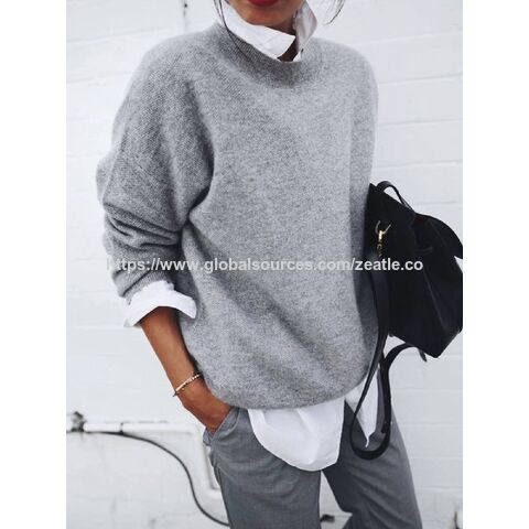 OEM Herren Graues Langarm-Leucht-T-Shirt Damen Baumwollshirts Langarm Neues Lässiges und Vielseitiges Strickoberteil