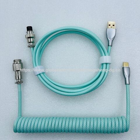 Cables de datos desmontables verde pálido para teclados mecánicos de ordenador con conector de aviación, modelos 2025