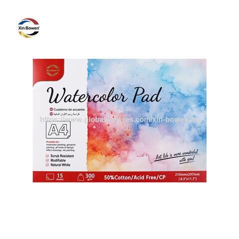 Bloco de Aquarela A4 Xin Bowen 300GSM Fácil de Destacar 15 Páginas Ferramentas de Desenho em Aquarela Papel de Pintura Artística de Algodão Puro for sale at factory direct price