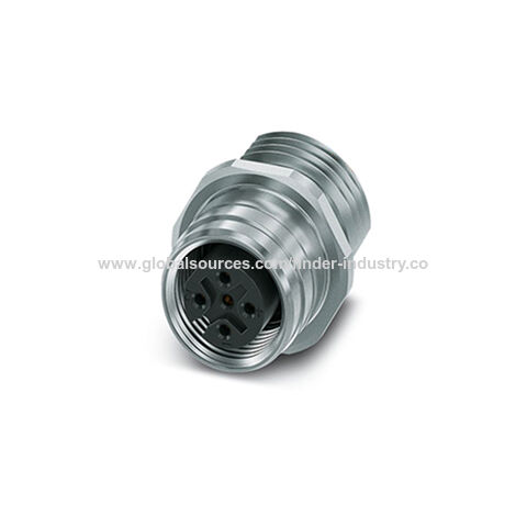Conector M12 para placa, não blindado, 3 polos, 4 pinos, 5 pinos, 8 polos, 12 polos, fêmea, com trava traseira push-pull, classificação IP68, RoHS for sale at factory direct price