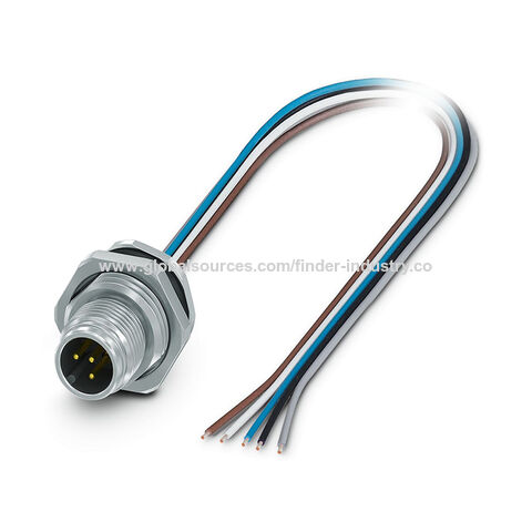 Conector à prova d'água M12 macho com trava frontal por parafuso, conexão push-pull para painel, com cabo M12 de 3, 4, 5, 8, 12 pinos, código A, IP67/IP68 for sale at factory direct price