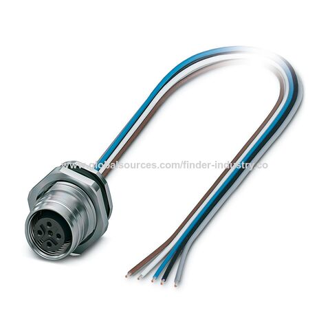 Conector M12 com trava frontal push-pull, fêmea, fixação por parafuso, grau de impermeabilização, conector de placa para fios simples, 3, 4, 5, 8, 12 pinos, RoHs, Reach for sale at factory direct price