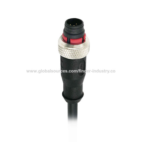 Connecteur mâle droit PVC ou PUR, push-pull M12, 3 broches, 4 broches, 5 pôles, 8 pôles, 12 broches, vis, laiton nickelé, connexion vidéo pour voiture for sale at factory direct price