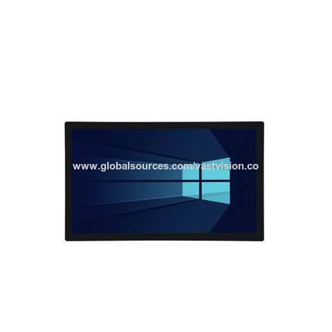 Panel PC industrial táctil de 27 pulgadas IP65 con tecnología táctil capacitiva proyectada para quioscos de gestión de colas, diseño sin ventilador