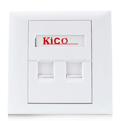 Kico Cat6 RJ45 Plaque Murale Réseau 2 Ports Type 86*86 pour Prises Keystone, connecteur modulaire
