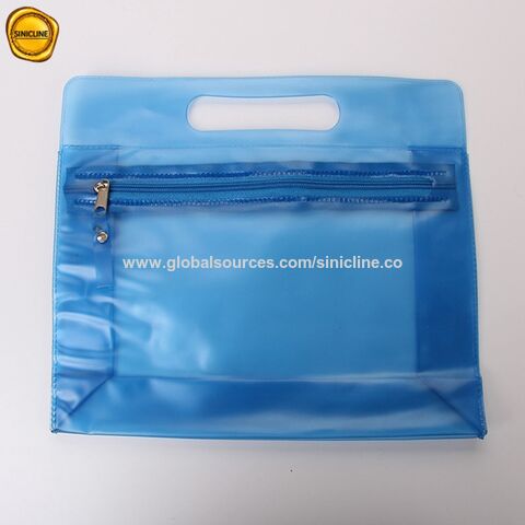 Bolsa de Cosméticos con Cremallera Impermeable Azul Esmerilado, Logo Personalizado, Bolsa de Maquillaje de EVA Transparente para Regalo Promocional