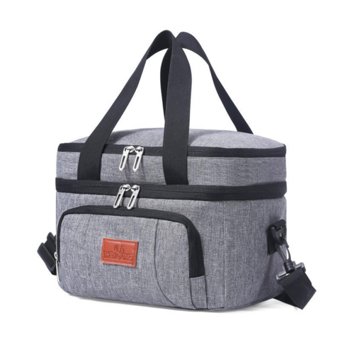 Bolsa de almuerzo aislada de doble capa con tela Oxford impermeable, gran capacidad y correa para el hombro para picnic, trabajo y viajes. for sale at factory direct price