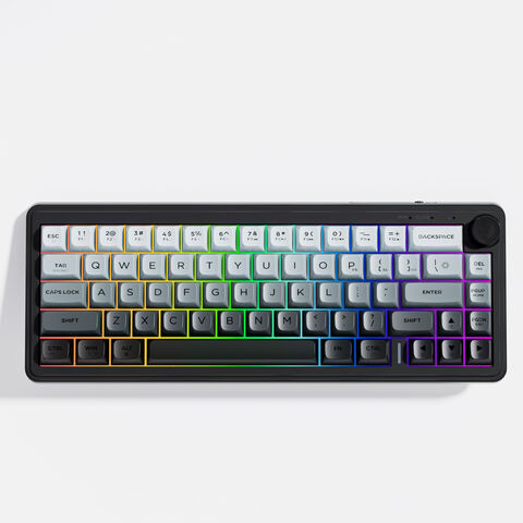 Teclado Gaming Compacto Personalizado de 67 Teclas, Iluminación RGB, Membrana de Color Degradado con Perilla de Volumen/Luz para Oficina/Juegos for sale at factory direct price