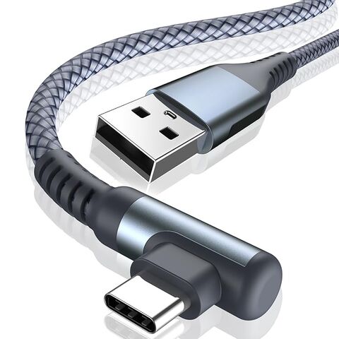 Cable de Carga Rápida Tipo C, Cable USB A a Tipo C PD con Ángulo Recto de 90 Grados, Trenzado de Nailon Duradero
