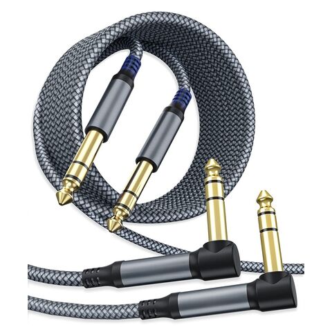 Cable para Guitarra Eléctrica de 6.35mm, 1/4 de Pulgada, Recto a Ángulo Recto - Cable Profesional para Guitarra Eléctrica y Amplificador