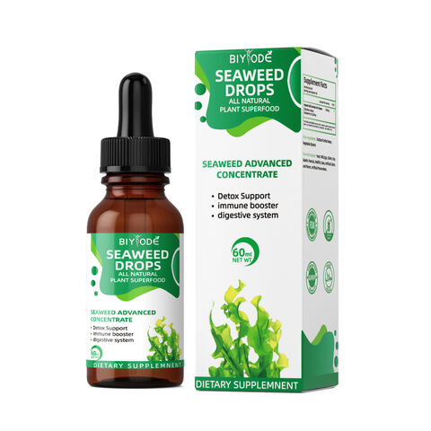 Expédition Rapide Stock Disponible En Gros Mousse De Mer Irlandaise Supplément En Gros Matière Première Biologique Soutien Digestif Gouttes Liquides De Seamoss