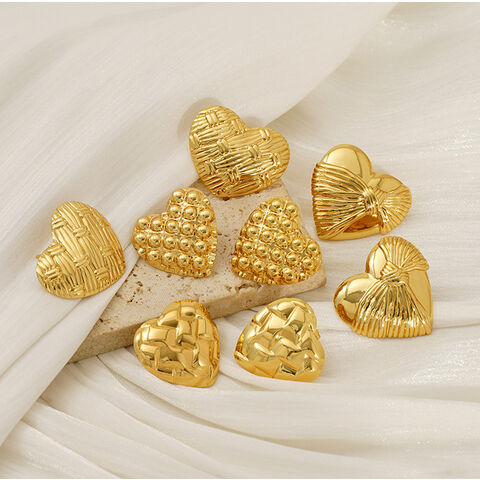 Pendientes de Acero Inoxidable con Colgante de Corazón Chapado en Oro de 18K para Mujer al por Mayor con MOQ Bajo, Personalización OEM/ODM
