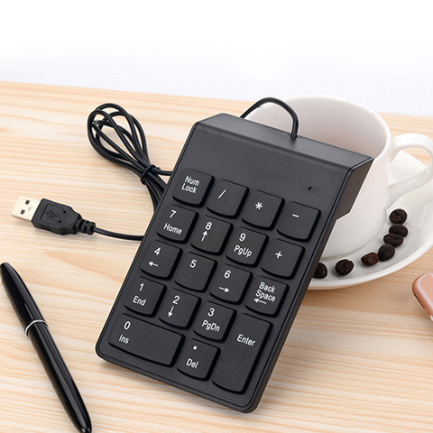 Mini Teclado Numérico USB com Fio Teclados Numéricos Universais para Laptop Desktop Keycap PC Computador Numpad 18 Teclas