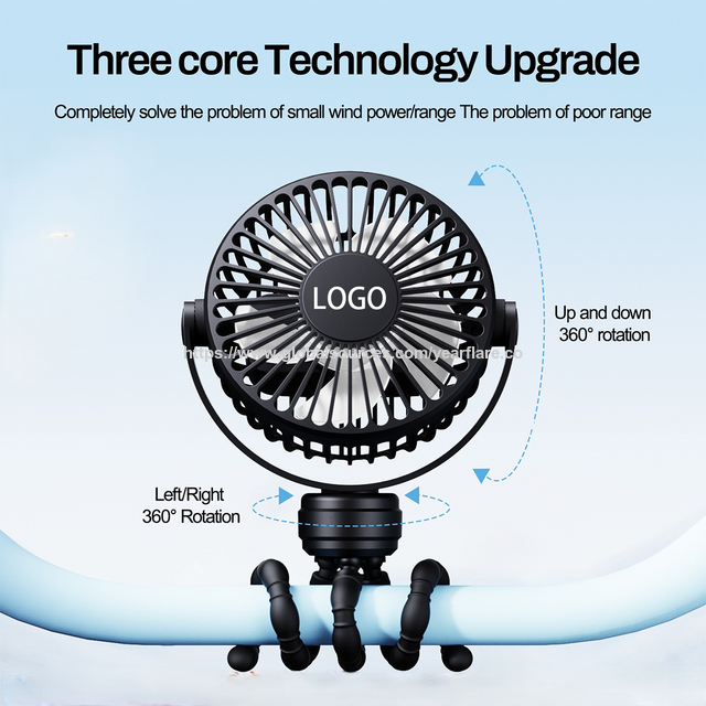 Mini Ventilador Portátil de Carrinho de Bebê Octopus, Operado por Bateria, Pequeno, com Clipe, Removível, 3 Velocidades, Recarregável, Rotação de 360°, Tripé Flexível for sale at factory direct price