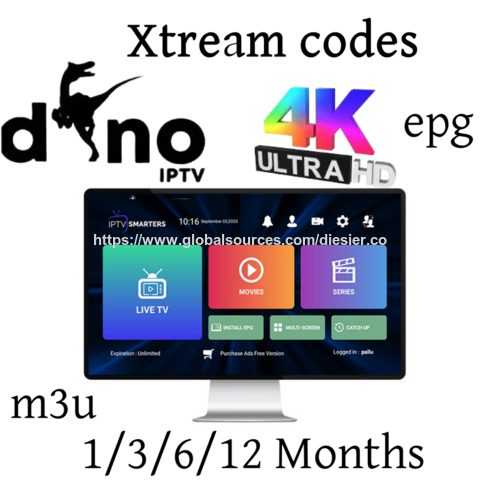 Dino OTT IPTV xxx Free Test M3u 4K IPTV Subscription 12 Months For Android Tv Box Smarter pro Tivimate
