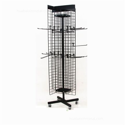 Boutique 4-Sided Mesh Rotating Jewelry Pendant Rack Multi-Functional Floor-to-Ceiling Supermarket Shelf Warehousing Supply