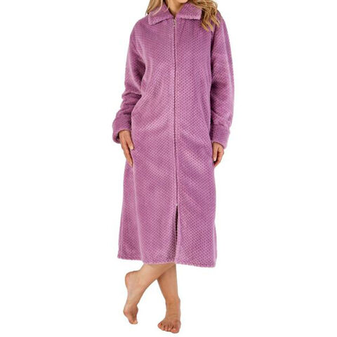 Albornoz de Lujo para Mujer en Forro Polar, Bata de Noche de Manga Larga con Cremallera, Camisón Cálido para Invierno, Batas y Albornoces for sale at factory direct price