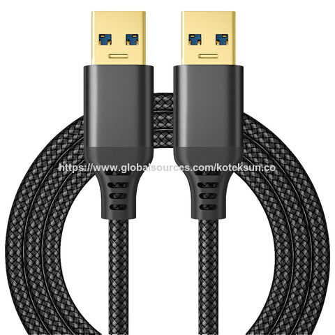 Câble USB 3.0 A vers A à Prix d'Usine, Transfert de Données 5 Gbps, Gaine en PVC avec Tresse et Boîtiers Métalliques pour Refroidisseur de PC Portable HDD SSD, 1 Mètre