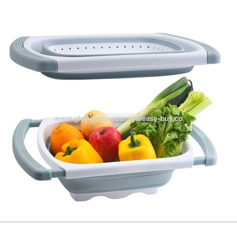 Hanging baskets New folding draining basket, retractable kitchen water filter basket, rectangular fruit basket for sale at factory direct price