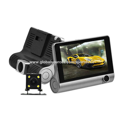 Cámara para coche con sensor G de 3 lentes, pantalla LCD de 4 pulgadas y doble canal para seguridad interior del vehículo for sale at factory direct price