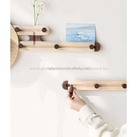 Moderno negro nogal montaje en pared perchero con 6 ganchos elegantes