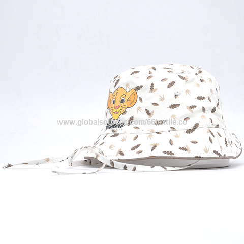Babyhug Cotton Woven Two Layer Bucket Hat Animals Print White - 17 cm