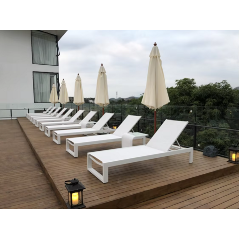 Kursi Santai Luar Ruangan Aluminium Ganda, Tahan Air, untuk Kolam Renang, Pantai, atau Hotel