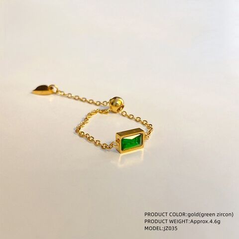 Charms al por mayor Plata Personalizada Oro Artificial Acero Inoxidable Anillo Esmeralda Mujer Cadena Joyería Acero Joyería Artesanía Regalos