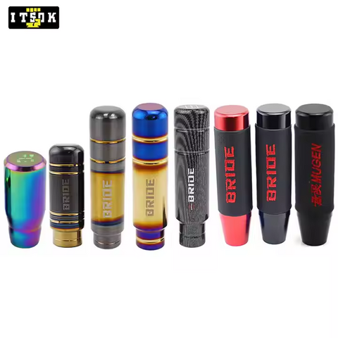 Alavanca de Câmbio Universal de Titânio para Corrida, Estilo Esportivo Azul Queimado Dourado, Manopla de Câmbio Universal de Alumínio e Couro BR por atacado for sale at factory direct price