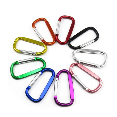 FULE Grosir LOGO Kustom Berkualitas Tinggi Kait Jepret Kecil Berwarna-warni Gantungan Kunci Klip Carabiner Paduan Aluminium Bentuk D Datar for sale at factory direct price
