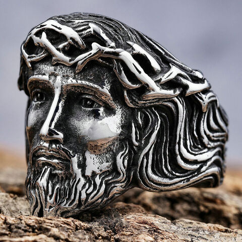 Joyería de acero con retrato de personalidad retro, anillo de acero inoxidable para hombre
