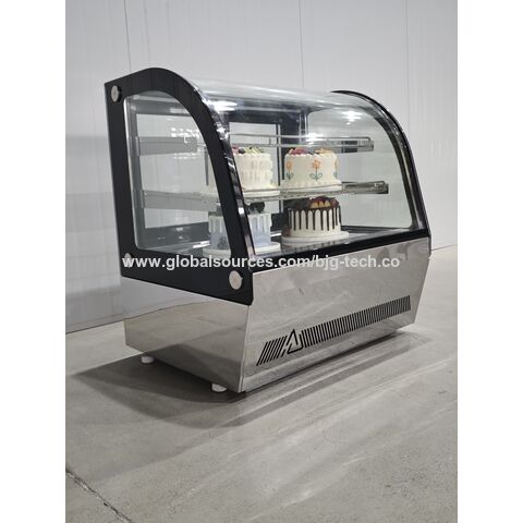 Vitrine Econômica para Bolos, Vitrine de Luxo Curva com Abertura Traseira, Vidro Temperado Oco de Duas Camadas para Desembaçamento for sale at factory direct price
