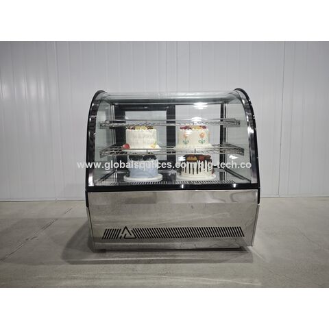 Vitrine de balcão circular pequena para bolos, Expositor de bolos, Vidro temperado oco de duas camadas para desembaçamento, Vitrine econômica para bolos for sale at factory direct price