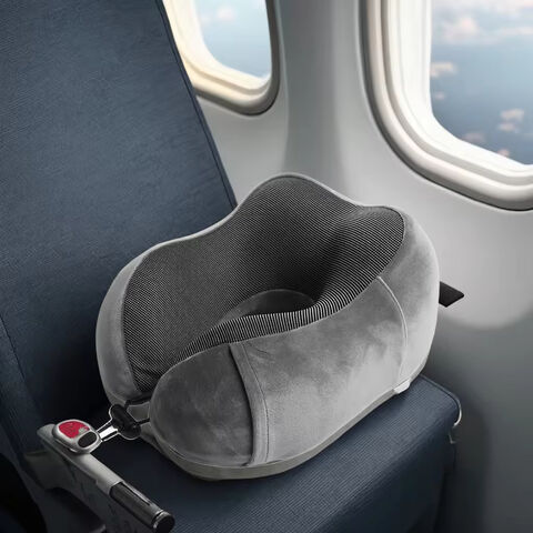 Almofada de viagem inflável portátil para o pescoço com cordão ajustável, almofada de espuma de memória em forma de U para viagens de avião