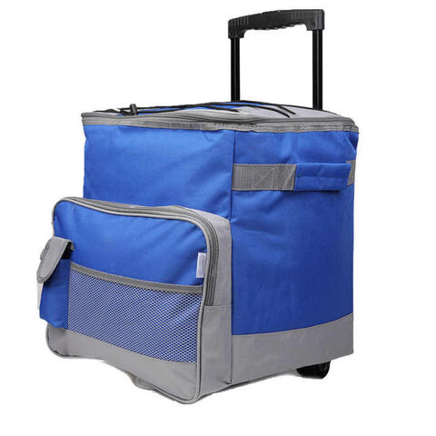 Große, zusammenklappbare, isolierte Picknick-Kühltasche mit Rollen für den Außenbereich, Polyester mit verstellbarem Trolley-Griff - Direkt vom Hersteller for sale at factory direct price