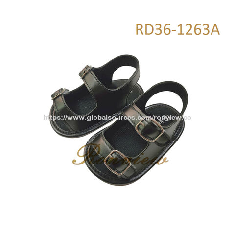 Sandales bébé confortables et mignonnes, sandales noires pour nourrissons avec bride arrière, sandales pour enfants