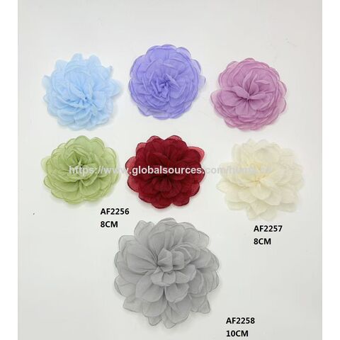 Fleurs 3D en mousseline de soie faites à la main, Appliques florales en tissu, Accessoires de cheveux DIY & Embellissements de mode en gros for sale at factory direct price