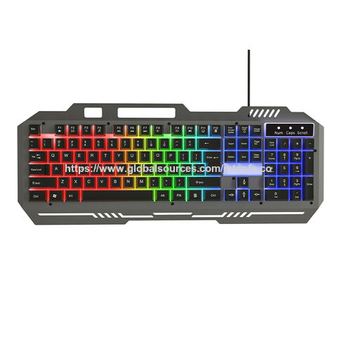 Teclado USB con 104 teclas, sensación mecánica, retroiluminación arcoíris multimedia y panel metálico para trabajo de oficina o juegos básicos. for sale at factory direct price