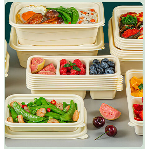 Corn Starch Ecological Lunch Boxes Bowls Disposable Biodegradable Food ...
