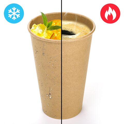 Vasos de Papel Desechables Ecológicos con Recubrimiento Kraft - Contenedores Biodegradables de Doble Pared para Bebidas Calientes, 22oz, Papel Kraft Marrón