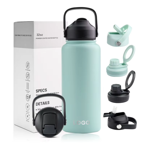 Termo de café personalizado, acero inoxidable, doble pared, aislado, para gimnasio, deporte, botella de agua de 18 oz 32 oz con pajita